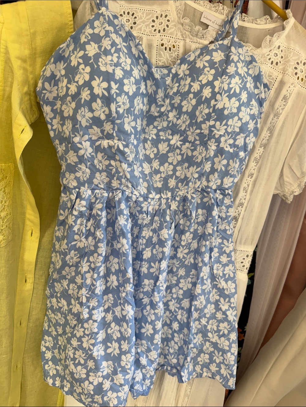 Light Blue Floral Spaghetti-Strap Romper by